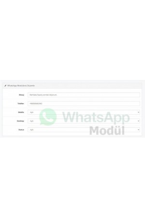 Whatsapp Sipariş Modülü