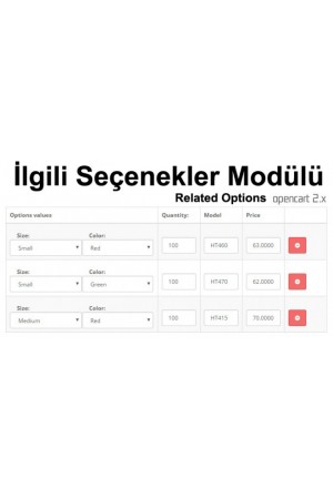 Opencart 2.x İlgili Seçenekler (related options)